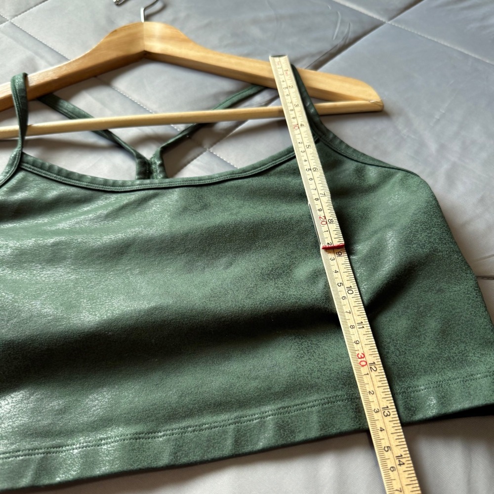 OFFLINE by Aerie Sports Bra Womens Large Green Excellent Crackle Metallic Top - Picture 7 of 7
